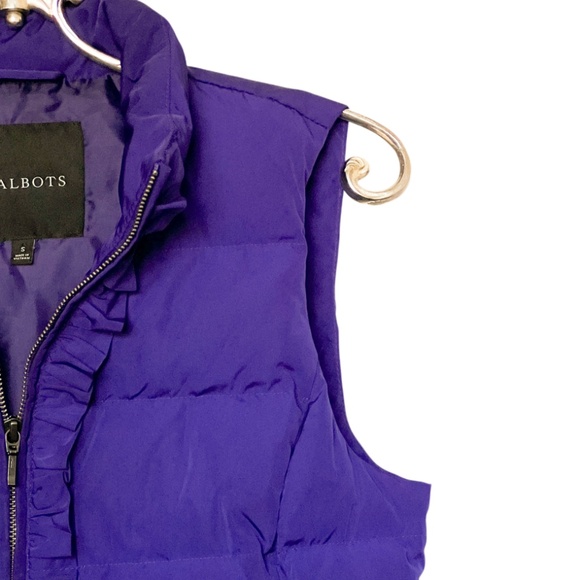 Talbots Purple Ruffled Quilted Sleeveless Full Zipper Down Vest Size S - Picture 3 of 8